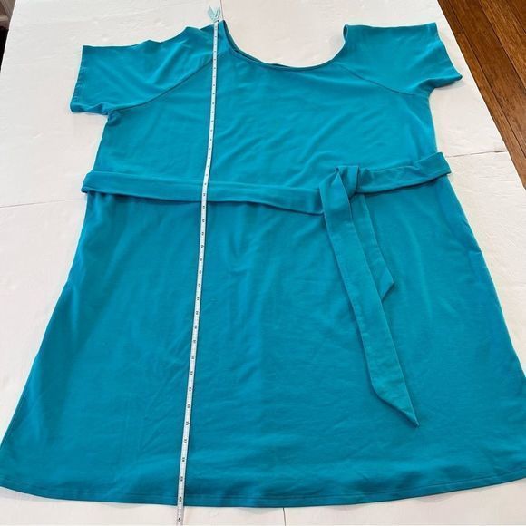 NWT Torrid Aqua Blue Lightweight French Terry Off Shoulder T Shirt Belt Dress 3X - Picture 8 of 9